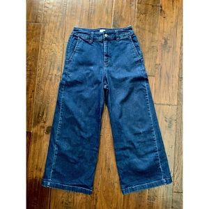 Wide Leg Crop Flare Denim Pants